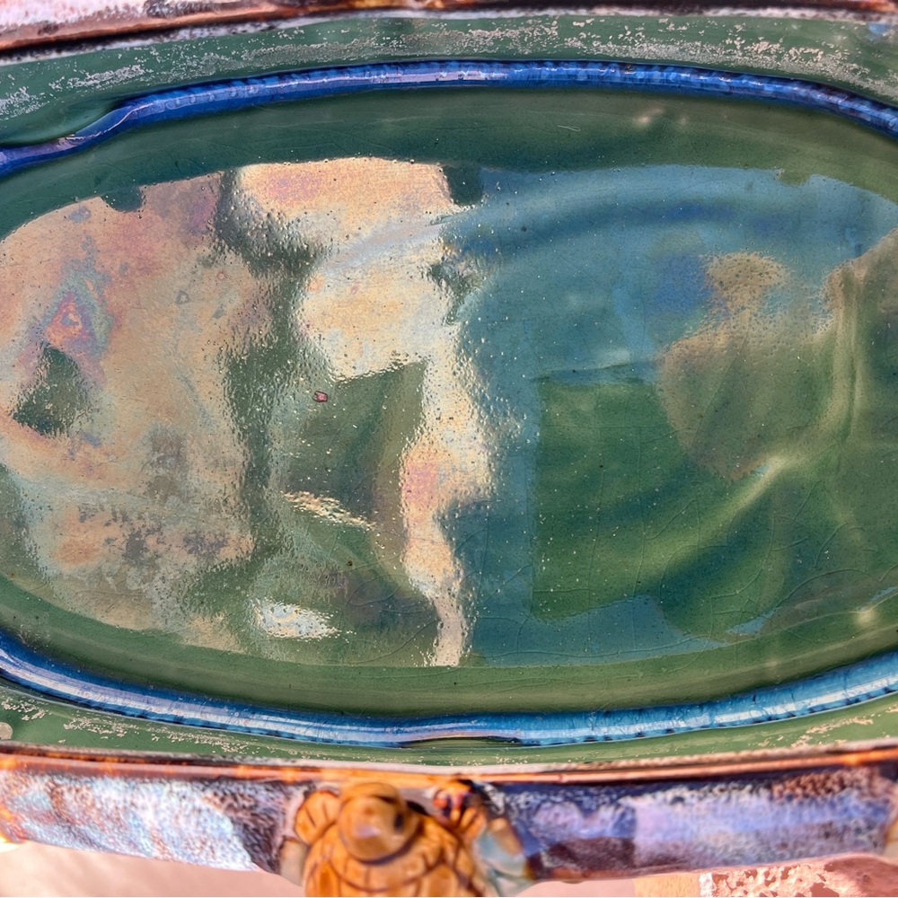Handcrafted Turtle Ceramic Bowl - Green and Yellow - Picture 4 of 5
